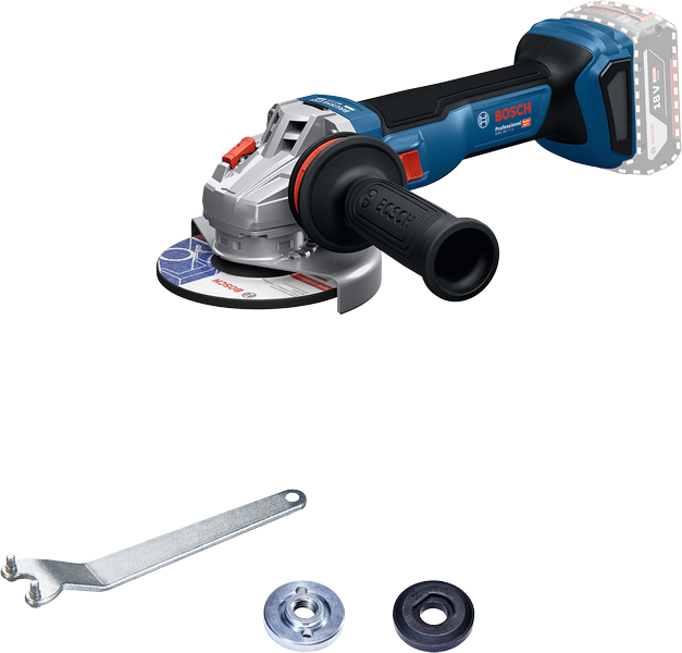 เครื่องเจียรไฟฟ้า Bosch GWS 18V-11 พร้อมด้ามจับด้านข้าง.