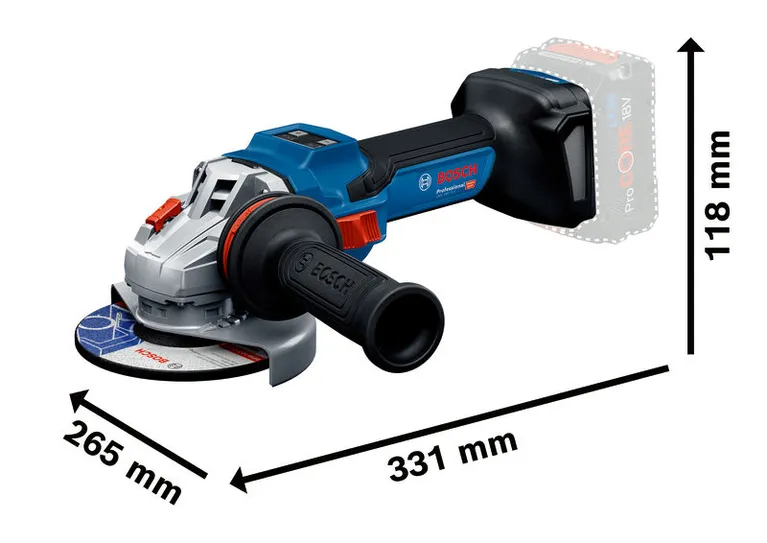 Bosch GWS 18V-15 S เครื่องเจียรไร้สายแบบด้ามจับด้านข้าง.
