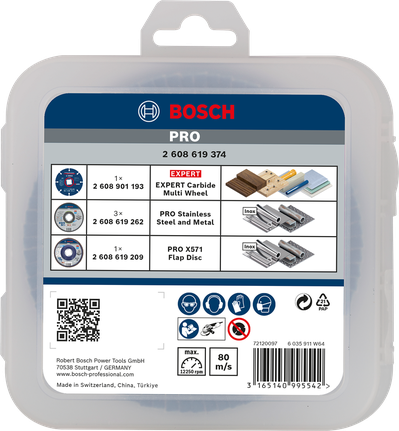 ชุดตัดและเจียร Bosch PRO 125×1×22.23 มม. X-Lock 5 ชิ้น.