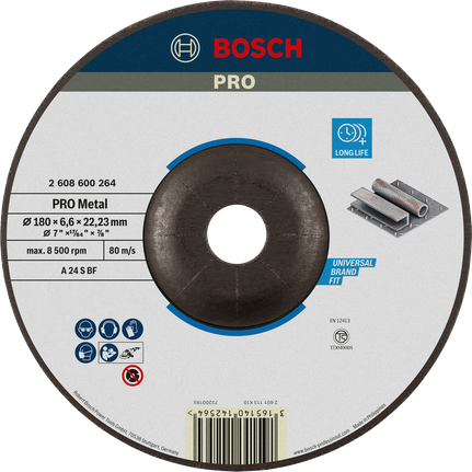 ใบเจียรโลหะ Bosch PRO A 24 S BF ขนาด 180 มม. อายุการใช้งานยาวนาน.