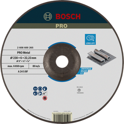 ใบเจียรโลหะ Bosch PRO อายุการใช้งานยาวนาน 230 มม.