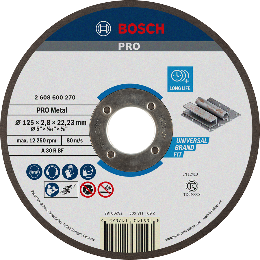 ใบตัดโลหะ Bosch PRO 125 มม. เพื่ออายุการใช้งานยาวนาน.