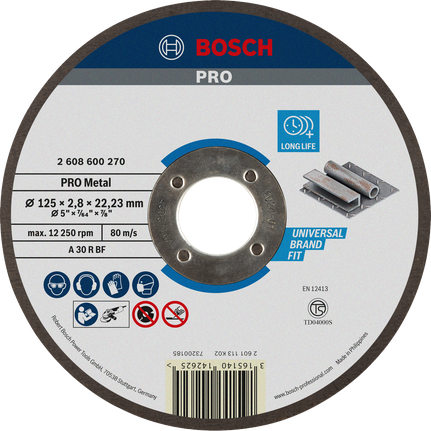 ใบตัดโลหะ Bosch PRO 125 มม. เพื่ออายุการใช้งานยาวนาน.