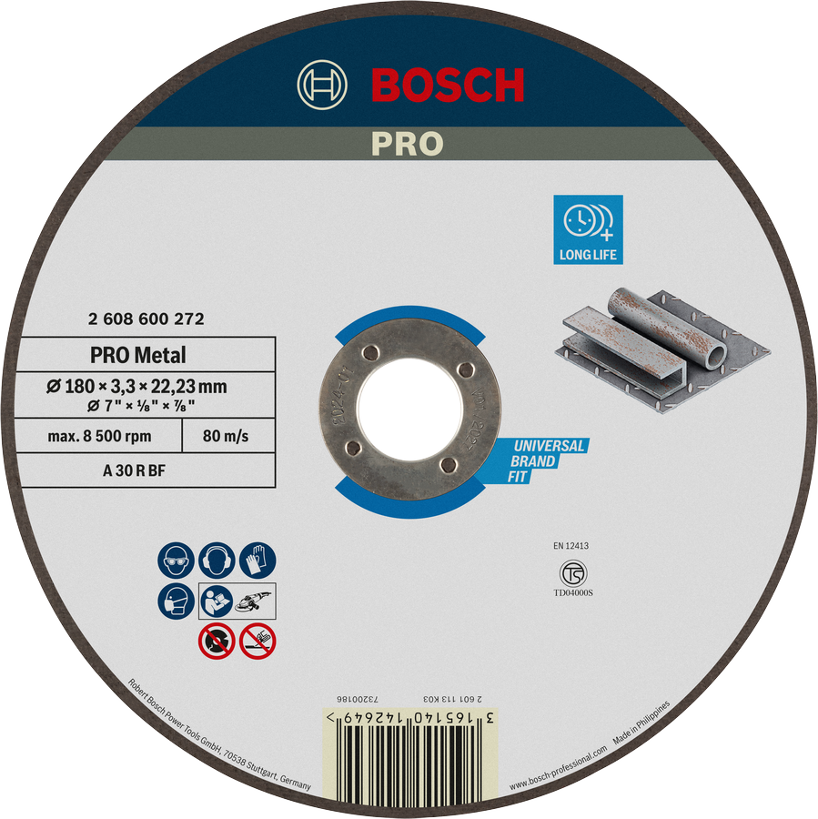 ใบตัดโลหะ Bosch PRO 180 x 3 x 22.23 มม. อายุการใช้งานยาวนาน.