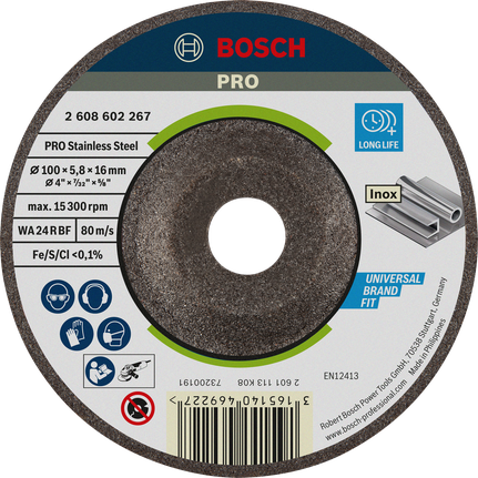 ใบเจียรสแตนเลส Bosch PRO 100 มม. WA 24 R BF.