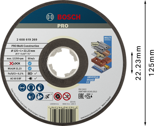 ใบตัด Bosch PRO Multi Material X-Lock 125มม.