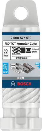 หัวตัดวงแหวน PRO Metal TCT, 22 x 50 x 93 มม. Bosch PRO Metal TCT Annular Cutter 22 mm 50×93 mm.