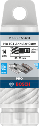 หัวตัดวงแหวน PRO Metal TCT, 14 x 35 x 75 มม. Bosch PRO Metal TCT คัตเตอร์วงแหวน 14×35×75 มม.