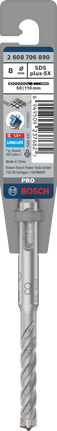 ดอกสว่านเจาะกระแทก PRO SDS plus-5X, ขนาด 8 x 50 x 110 มม. ดอกสว่าน Bosch PRO SDS plus-5X 8×50×110 มม.