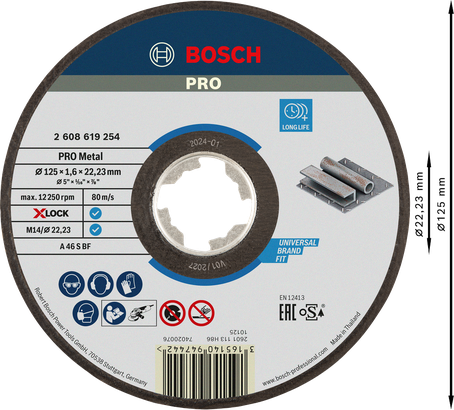 ใบตัด Bosch PRO Metal Bonded X-Lock 125มม.