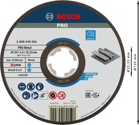 ใบตัด Bosch PRO Metal Bonded X-Lock 125มม.