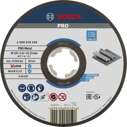 ใบตัด Bosch PRO Metal Bonded ขนาด 125x1.6x22.23 มม. X-Lock.