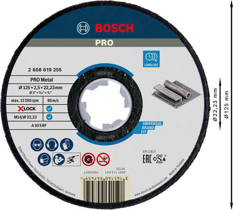 ใบตัด Bosch PRO Metal Bonded X-Lock 125x2.5มม.