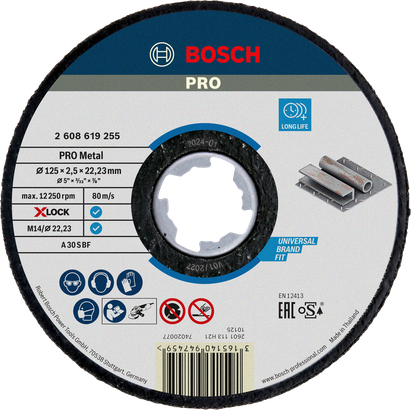 Object #200470997: 2608619255_bo_pro_u_f_1 ใบตัด Bosch PRO Metal Bonded X-Lock 125มม.