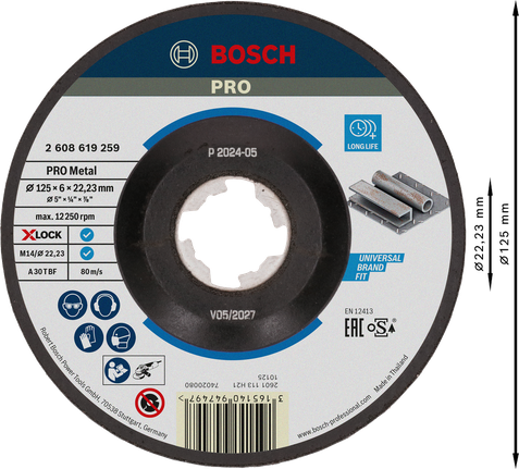 ใบเจียรโลหะ Bosch PRO Metal Bonded 125mm X-LOCK.