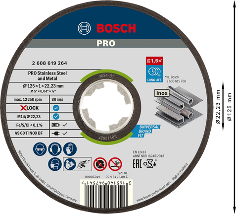 ใบตัดสแตนเลส Bosch PRO 125x1มม. X-Lock.