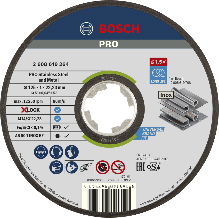 ใบตัด Bosch PRO สแตนเลสและโลหะ X-Lock 125มม.