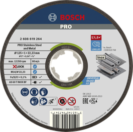 ใบตัด Bosch PRO สแตนเลสและโลหะ X-Lock 125มม.