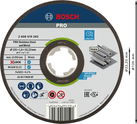 แผ่นตัด Bosch PRO สแตนเลสและโลหะ X-Lock