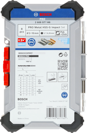 ชุดดอกสว่านกระแทก Bosch PRO Metal HSS-G 8 ชิ้น.