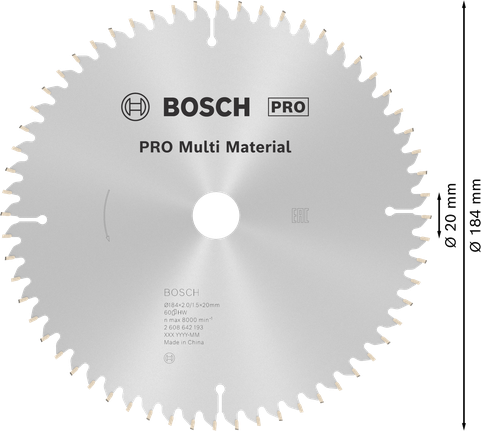 ใบเลื่อยวงเดือน Bosch PRO Multi Material 184 มม.