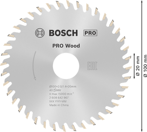 ใบเลื่อยวงเดือน PRO Wood, 100 x 2 x 20 มม. ใบเลื่อยวงเดือน PRO Wood, 100 x 2 x 20 มม.