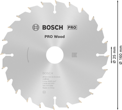 ใบเลื่อยวงเดือน PRO Wood, 160 x 2 x 25 มม. ใบเลื่อยวงเดือน PRO Wood, 160 x 2 x 25 มม.