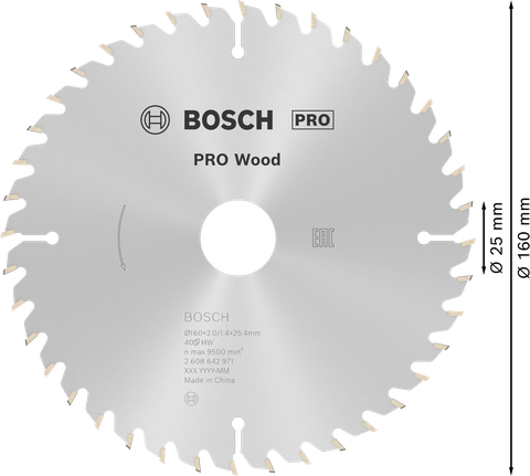 ใบเลื่อยวงเดือน PRO Wood, 160 x 2 x 25 มม. ใบเลื่อยวงเดือน PRO Wood, 160 x 2 x 25 มม.