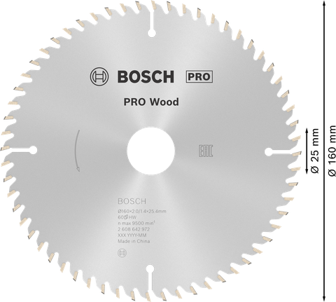 ใบเลื่อยวงเดือน PRO Wood, 160 x 2 x 25 มม. ใบเลื่อยวงเดือน PRO Wood, 160 x 2 x 25 มม.