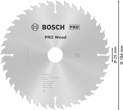 ใบเลื่อยวงเดือน PRO Wood, 184 x 2 x 25 มม. ใบเลื่อยวงเดือน PRO Wood, 184 x 2 x 25 มม.