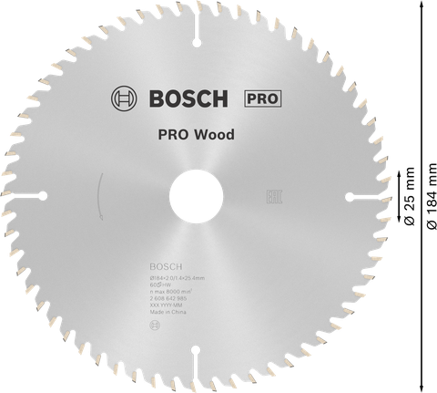 ใบเลื่อยวงเดือน PRO Wood, 184 x 2 x 25 มม. ใบเลื่อยวงเดือน PRO Wood, 184 x 2 x 25 มม.
