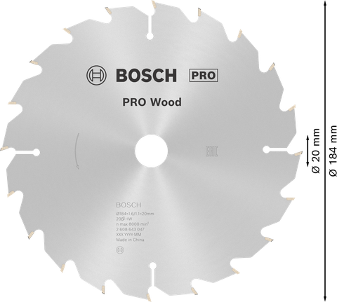 ใบเลื่อยวงเดือน PRO Wood, 184 x 1.6 x 20 มม. ใบเลื่อยวงเดือน PRO Wood, 184 x 1.6 x 20 มม.