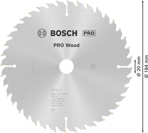ใบเลื่อยวงเดือน PRO Wood, 184 x 1.6 x 20 มม. ใบเลื่อยวงเดือน PRO Wood, 184 x 1.6 x 20 มม.