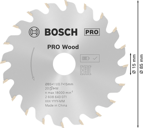 ใบเลื่อยวงเดือน PRO Wood, 85 x 1.1 x 15 มม. ใบเลื่อยวงเดือน PRO Wood, 85 x 1.1 x 15 มม.