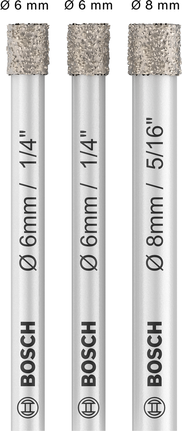 ชุดดอกสว่านแห้ง Bosch PRO Ceramic ขนาด 6 และ 8 มม. 3 ชิ้น.
