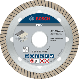 ใบตัดเพชรเซรามิก Bosch PRO ขนาด 105 มม. สำหรับการตัดกระเบื้อง.