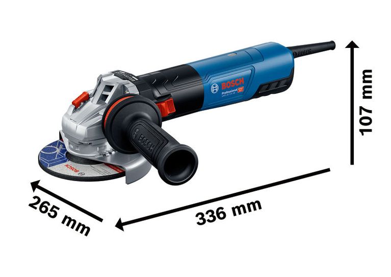 เครื่องเจียรไฟฟ้า Bosch GWS 20-125 SB พร้อมด้ามจับที่ถูกหลักสรีรศาสตร์.