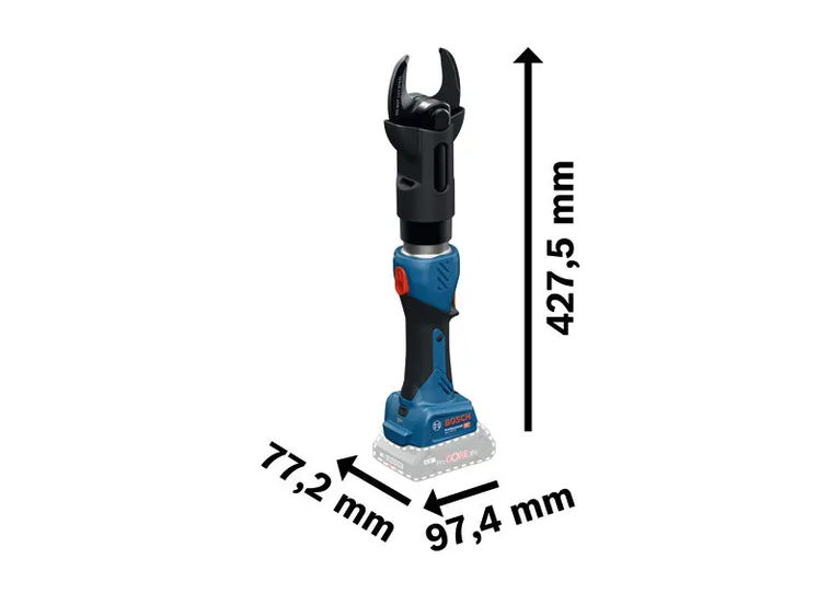 เครื่องมือตัดไฮดรอลิกไร้สาย Bosch GKH 18V-50 ขนาดที่แสดง.
