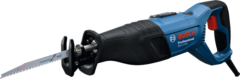 เลื่อยตัดโลหะแบบลูกสูบ Bosch GSA 12-30 พร้อมด้ามจับตามหลักสรีรศาสตร์.