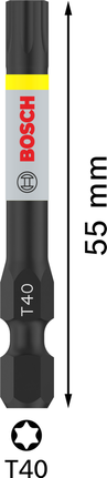ดอกไขควงกระแทก PRO Torx, T40, 55 มม., 2 ชิ้น ดอกไขควงกระแทก Bosch PRO Torx T40 55มม. สำหรับไขควง