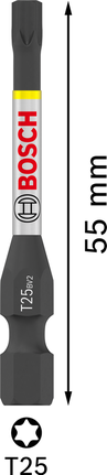 ดอกไขควงกระแทก PRO Torx, T25, 55 มม., 15 ชิ้น ดอกไขควงกระแทก Bosch PRO Torx T25 55 มม. สำหรับไขควง