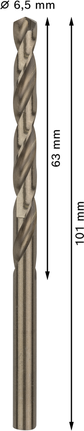 เกลียวดอกสว่าน PRO Stainless Steel HSS-Co 6.5 x 63 x 101 มม. 10 ชิ้น เกลียวดอกสว่าน PRO Stainless Steel HSS-Co 6.5 x 63 x 101 มม. 10 ชิ้น