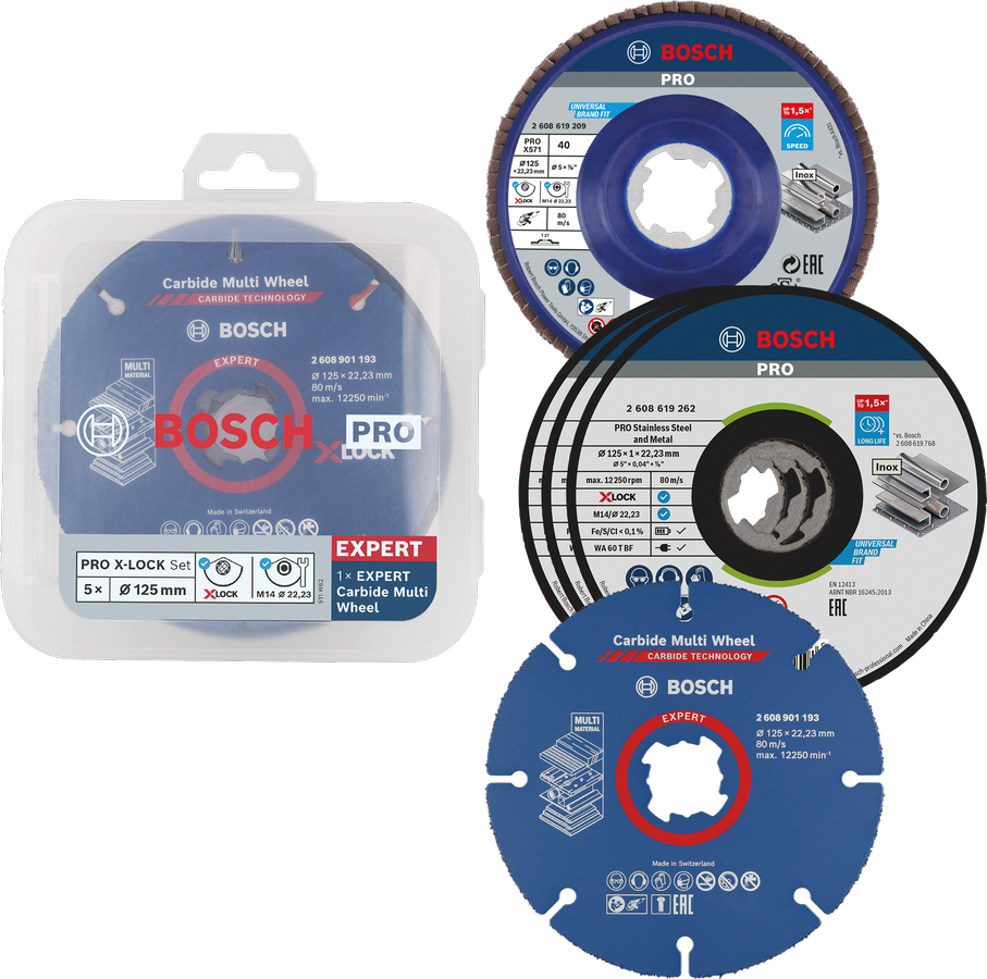 ชุดตัดและเจียร Bosch PRO X-Lock 125 มม. 5 ชิ้น.