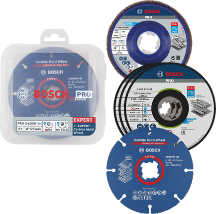 ชุดตัดและเจียร Bosch PRO X-Lock 125 มม. 5 ชิ้น.