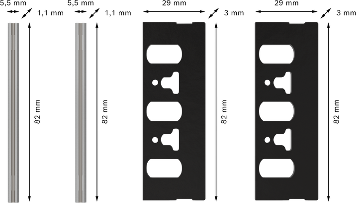 ชุดมีดไสไม้ Bosch PRO 82 มม. 4 ชิ้น.