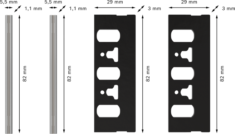 ชุดมีดไสไม้ Bosch PRO 82 มม. 4 ชิ้น.