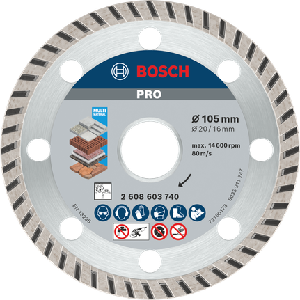 ใบตัดเพชร Bosch PRO Multi Material ขนาด 105มม. สำหรับการตัด.