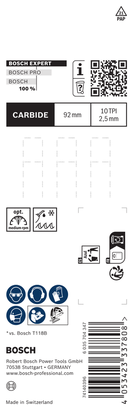 ใบเลื่อยจิ๊กซอว์ Bosch EXPERT Tough Metal T155HHM 92มม. 3 ชิ้น.