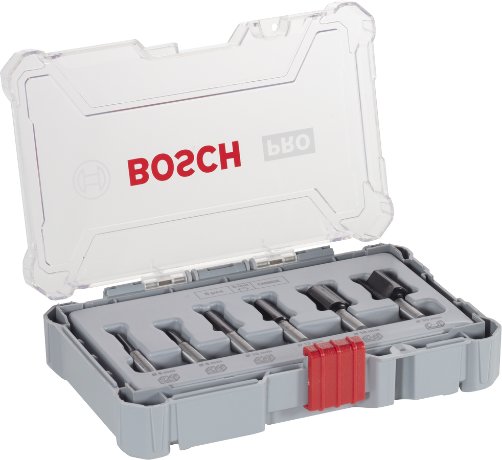 Bosch PRO Router Bit ชุดตรง แกน 8 มม. 6 ชิ้น.