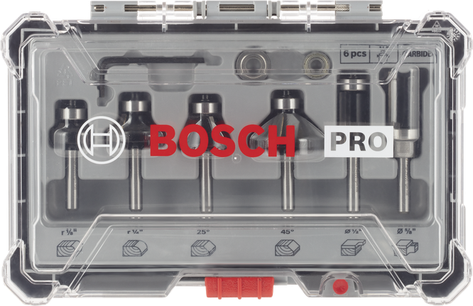 ชุดดอกกัดและแต่งขอบ Bosch PRO ก้าน 1/4″ 6 ชิ้น.